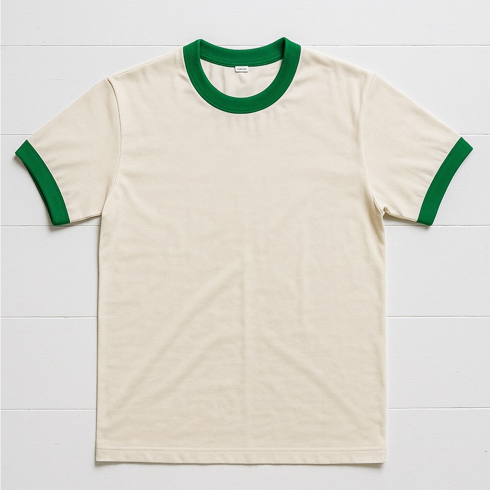 Los Angelas Apparel NWOT Cement and Green Ringer Unisex Tee 21” X 26.5” Boxy